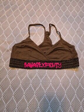 Savage X Fenty Olive Bralette with Pink Logo Band